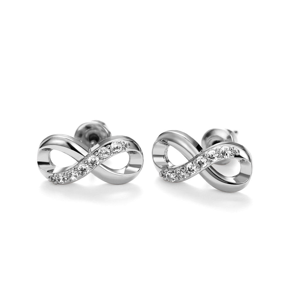 Boucles D'oreilles Brillantes Mot Symbole Éternel Saint Valentin