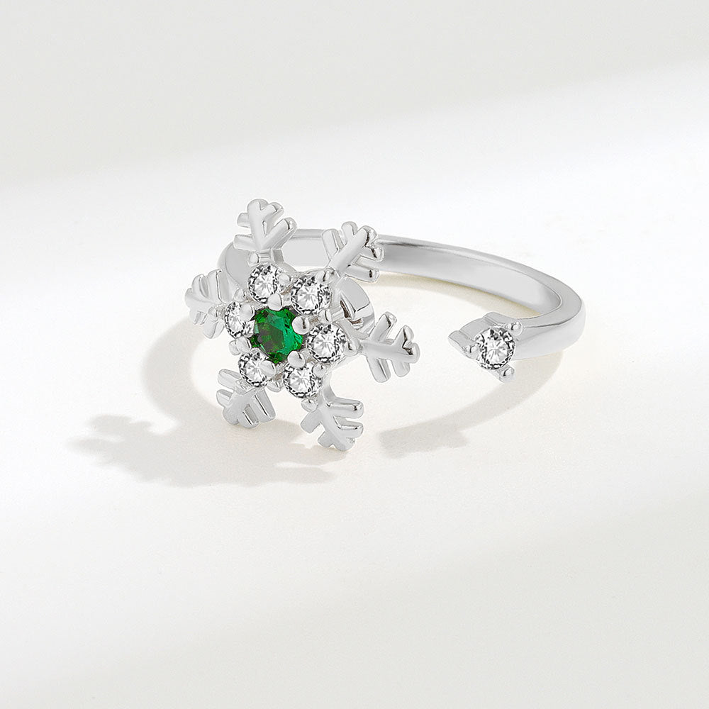 Simple Rotatable Decompression Snowflake Female Open Personalized Niche Rings