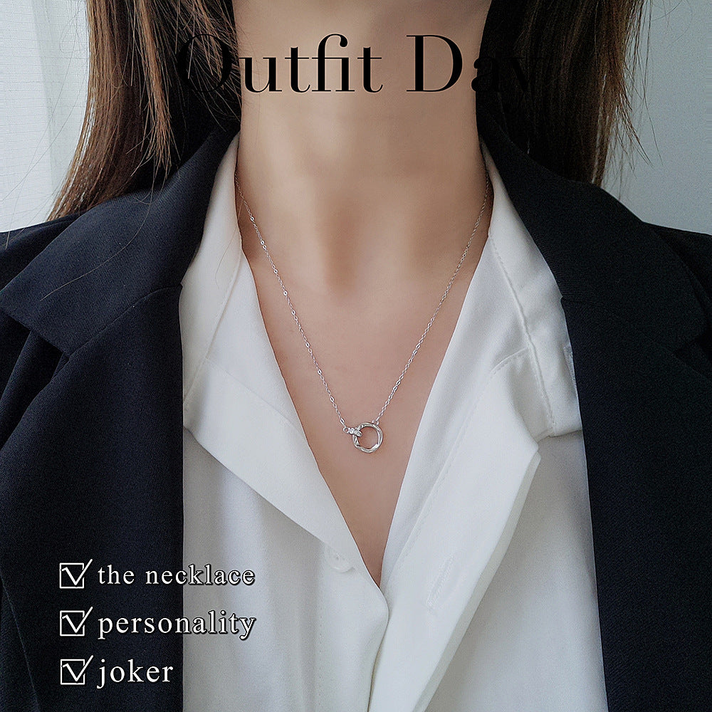 Colliers doubles simples en argent sterling Mobius Strip pour femmes