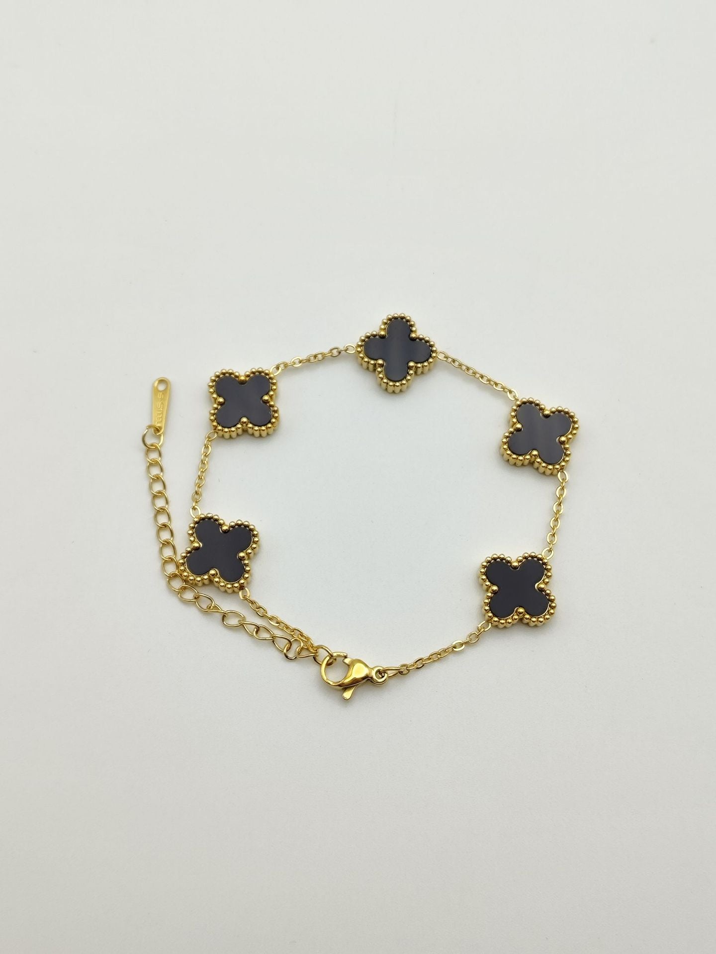 Bracelets d'ornement de rétention de couleur double face en or trèfle pour femmes