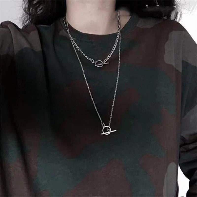 Colliers longs hip hop tendance et double couche pour femmes et hommes