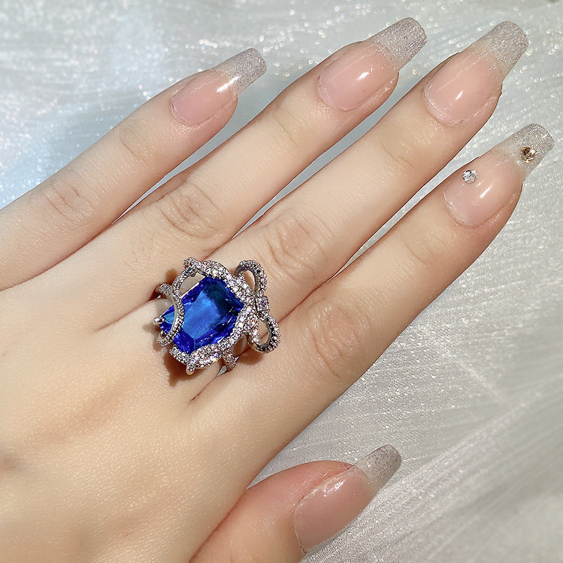 Temperament Gemstone Micro Inlaid Zircon Fashion Rings