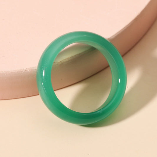 Agate Green Chalcedony Iced Female Hand-held Rings