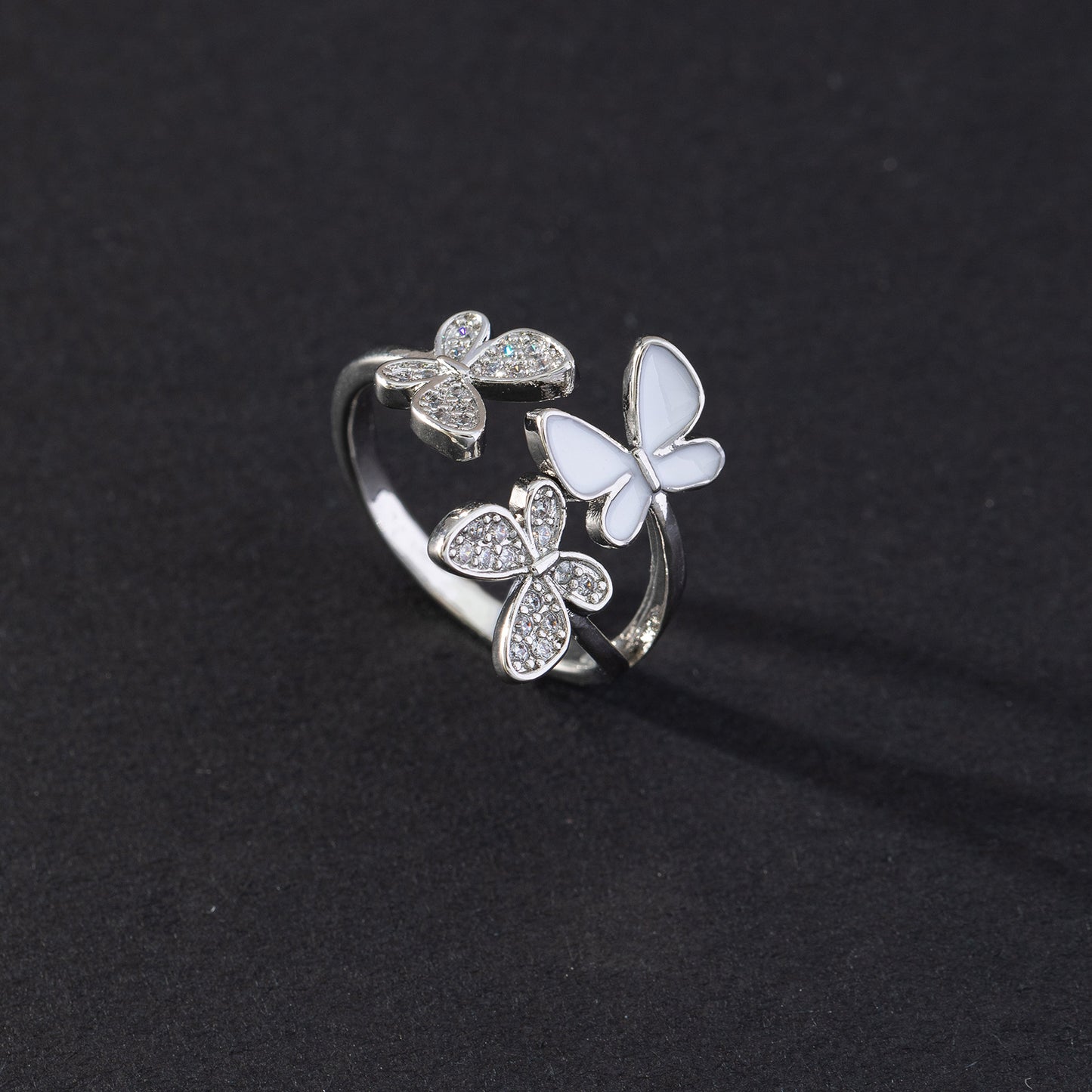 Ornament Affordable Luxury Style Double Zircon Female Rings