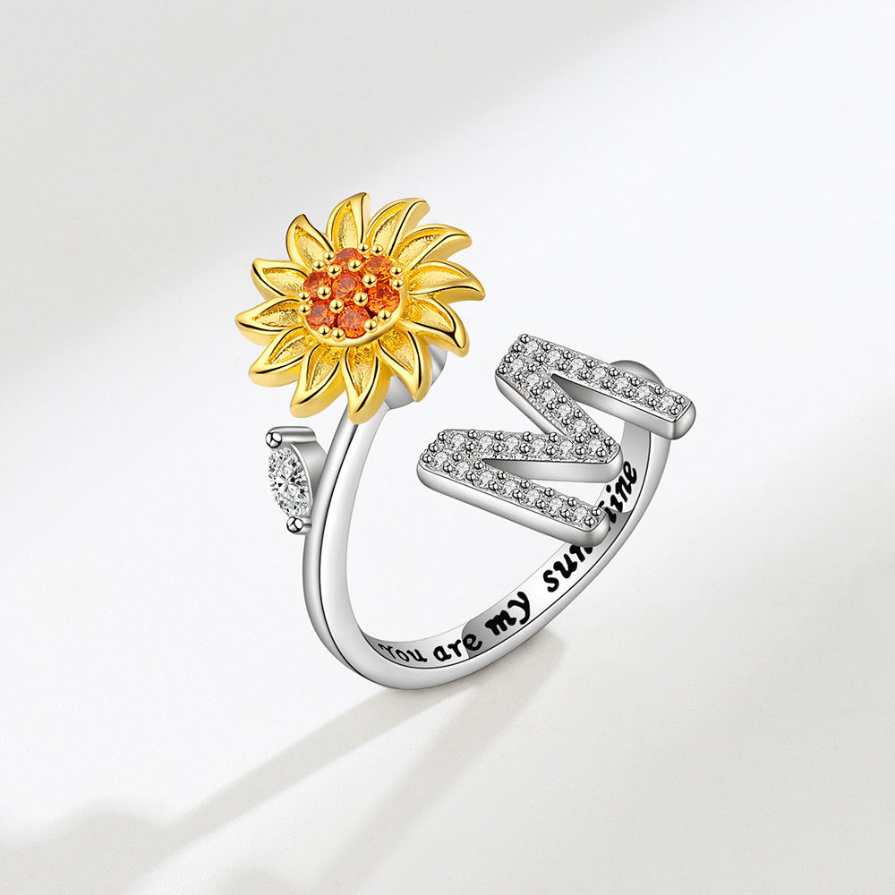 Sunflower Spinning Adjustable Letter Rotating Decompression Rings