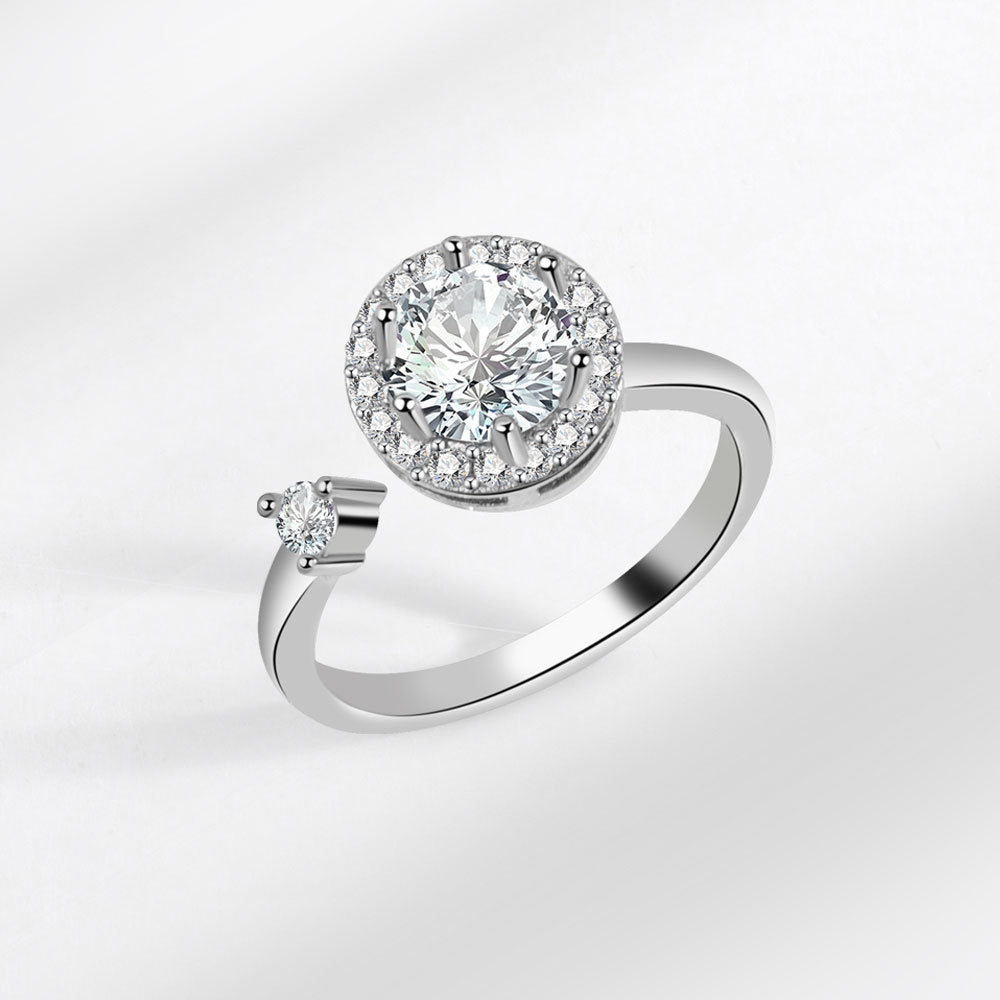 Women's Rhinestone Rotating Style Personalized Fashion Open Rings