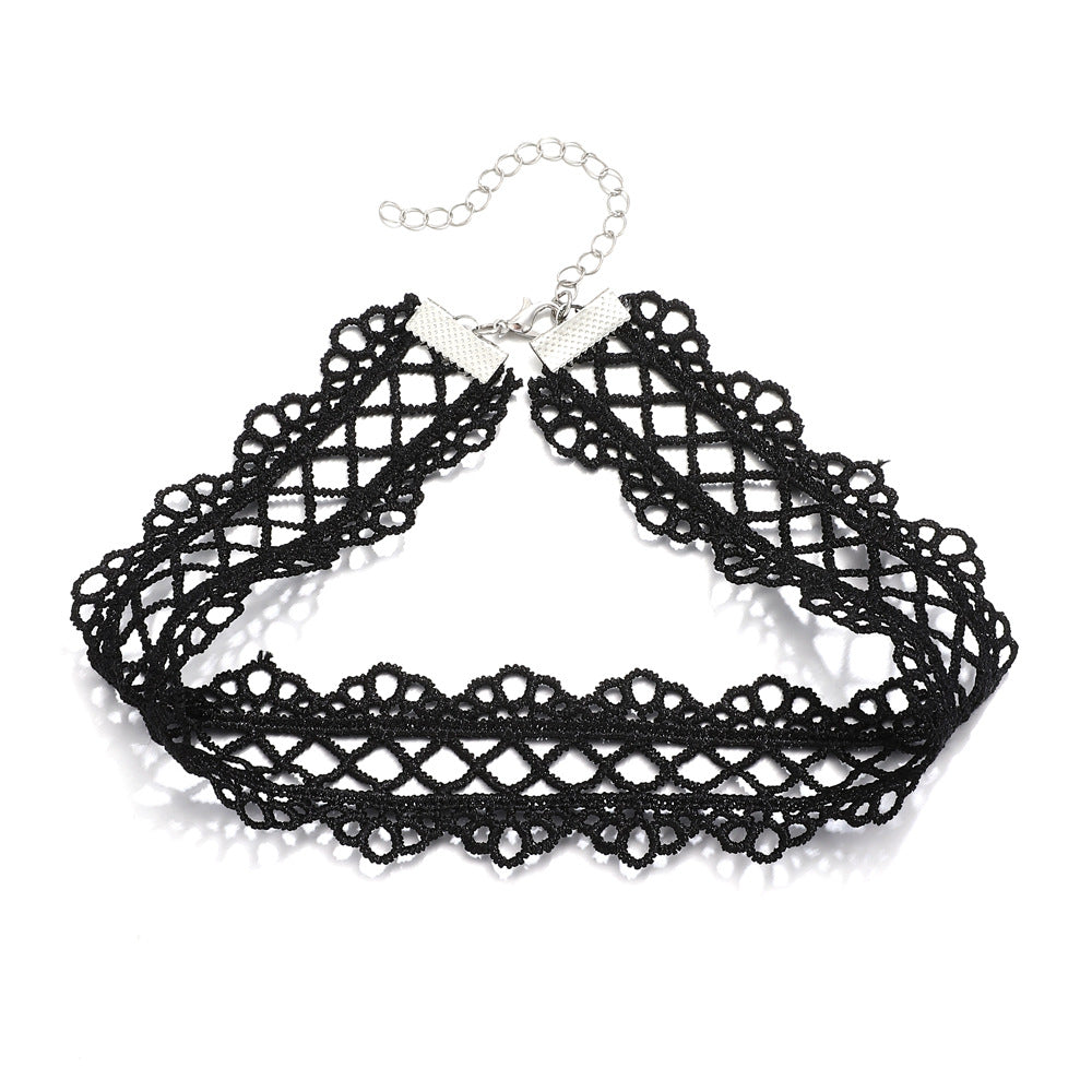 Popular Vintage Lace Black Wide-brimmed Short Necklaces