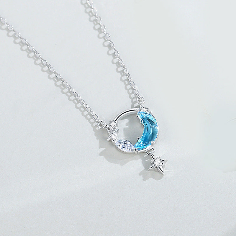 Colliers de luxe légers avec pendentif lune coréen pour femmes