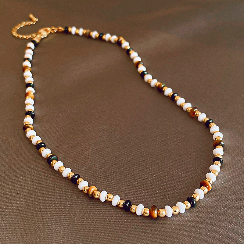 Colliers de pull en perles rétro chinois pour femmes, série Tigereye papillon