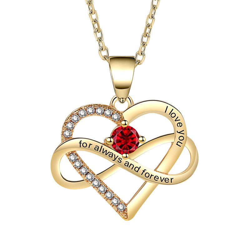 Colliers simples en forme de coeur avec micro incrustation de mode lettrage