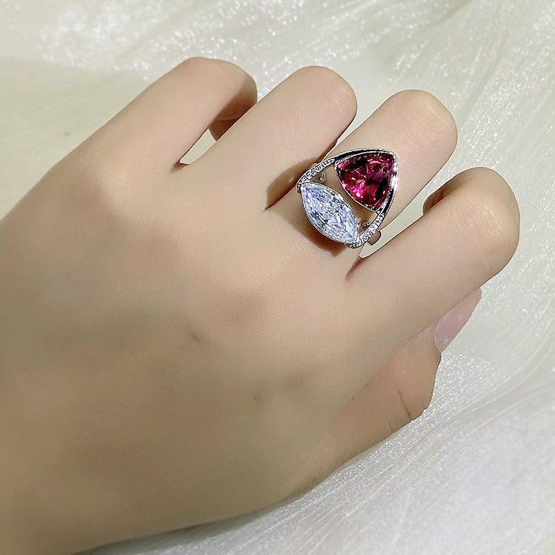 Casual Ornament Creative Fashion Red Zircon Rings