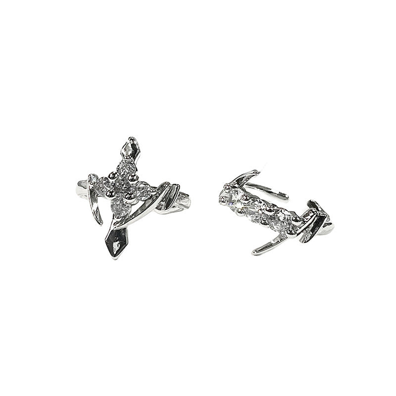 Damen-Ringe mit vollem Strass-Zirkon-High-Sense-Kreuz, trendig, cool