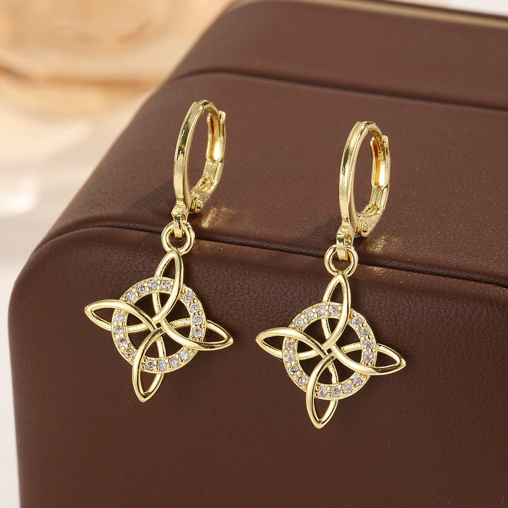 Women's Witch Color Four Mang Star Diamond Special Interest Light Luxury Earrings