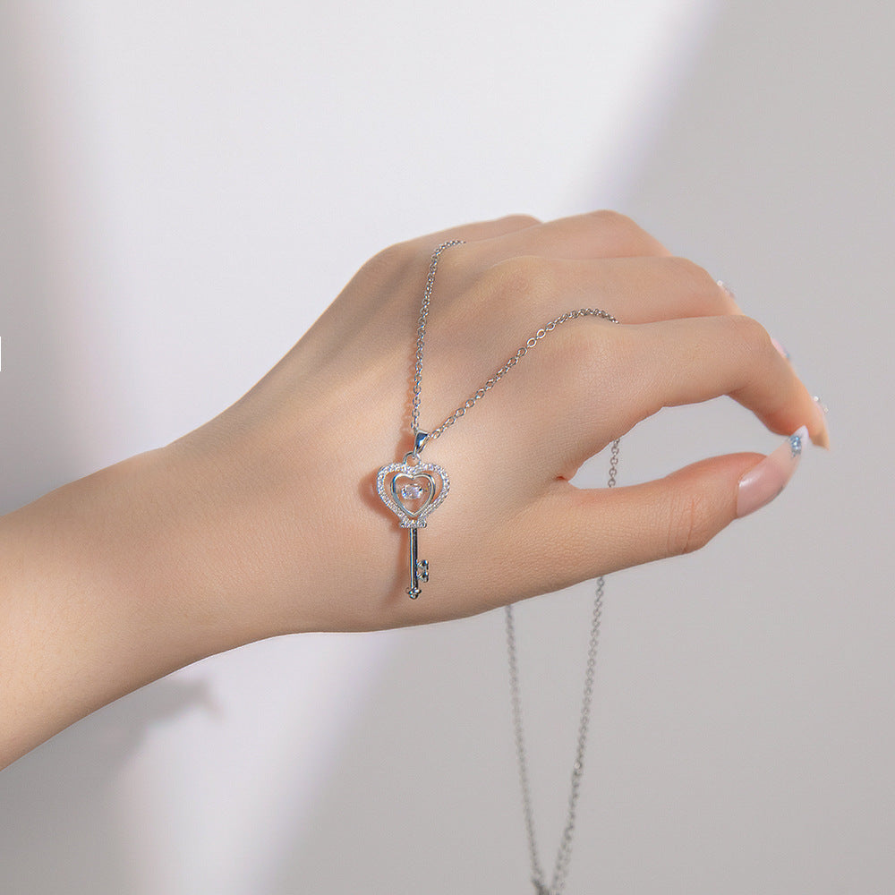 Women's Steel Exquisite Fully Jeweled Loving Heart Necklaces