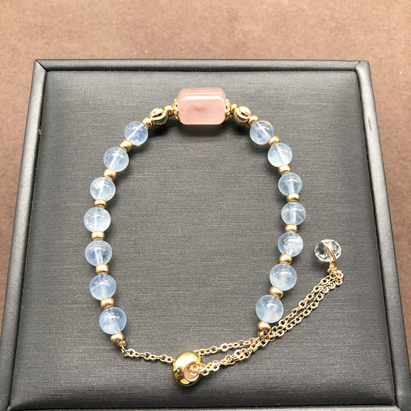 Bardo Naturkristall-Armbänder im koreanischen Stil, elegante rosafarbene Armbänder