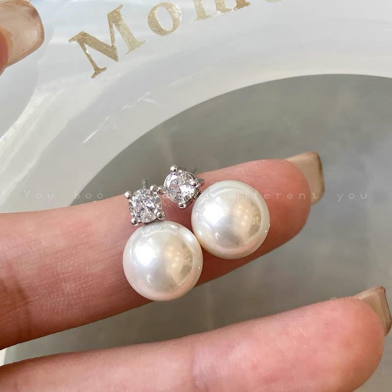 Classic Zircon Pearl Diana Simple High-grade Earrings
