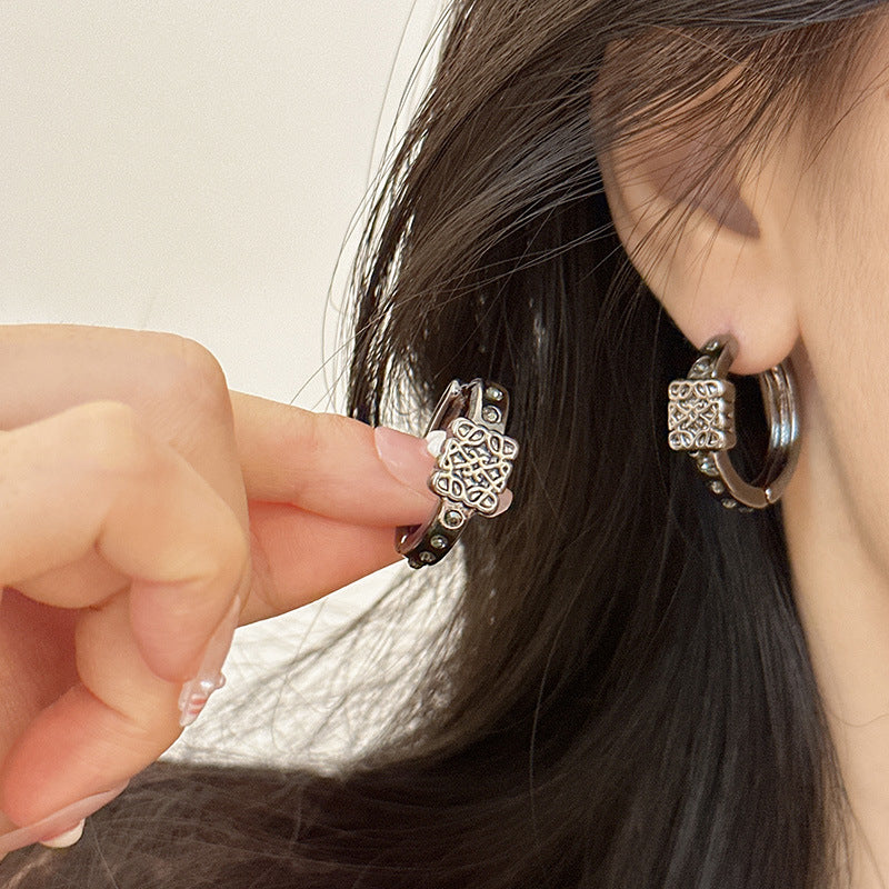 Women's Studded Hollow Alphabet Letter Light Luxury Earrings