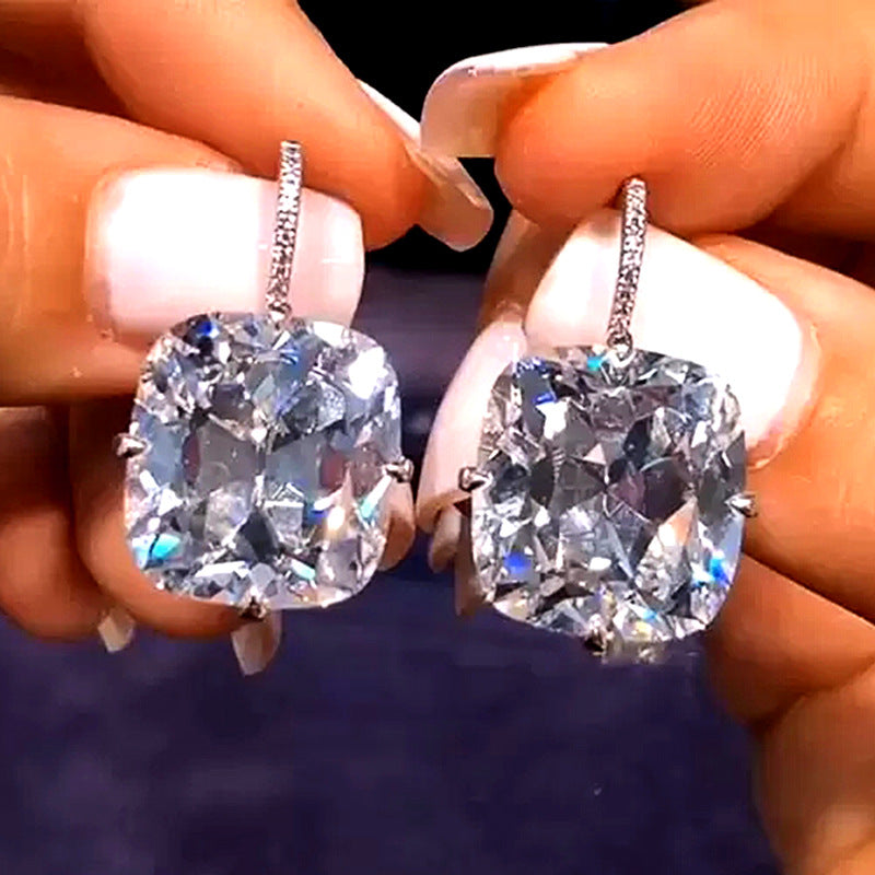 Shi Elegant Square Zircon Female Lady Earrings