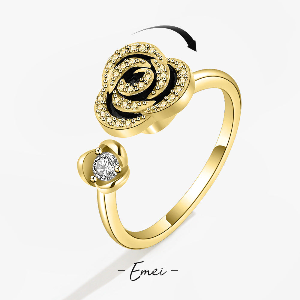 Women's Rotatable Fashion Personalized Cold Style Flowers Rings