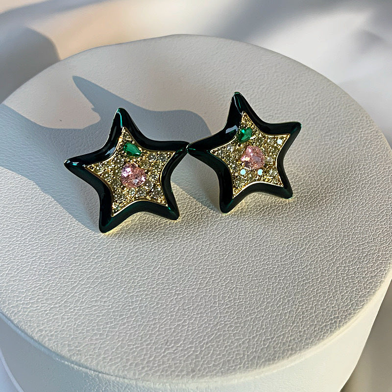 Affordable Luxury Style Graceful Green Dripping Super Flash Color Earrings