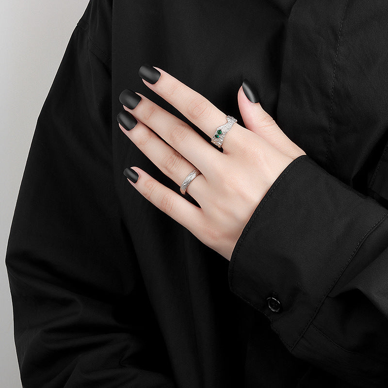 Niche Design Texture Irregular Surface Zircon Temperament Rings