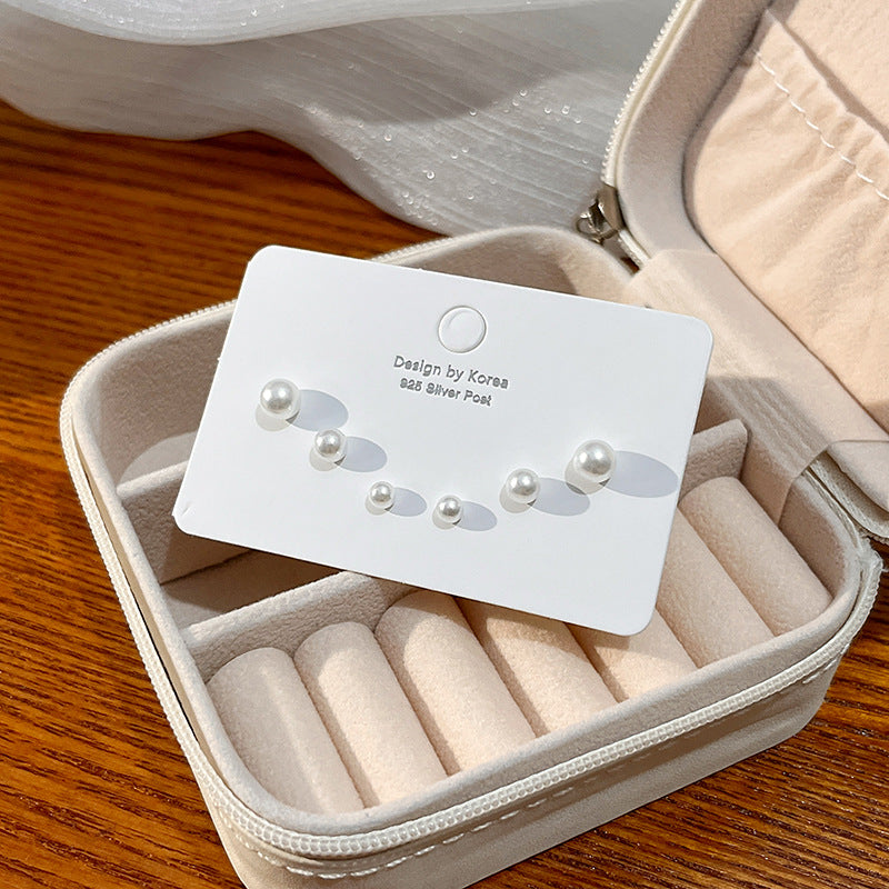Elegantes Perlenpaar-Ohrring-Set, Mini-Ohrringe