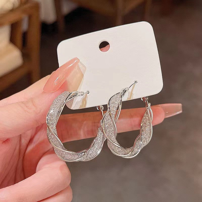 Hollow Hoop Ear Clip Light Luxury Earrings