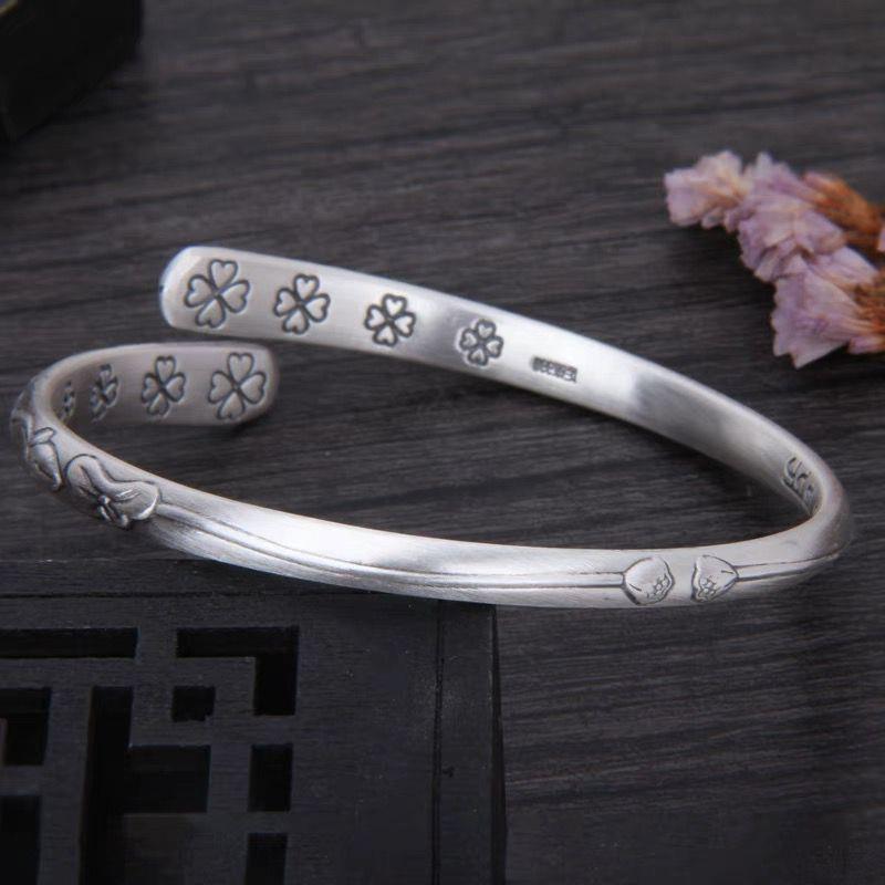 Live Vintage Antique Branch Open Lotus Sier Bracelet