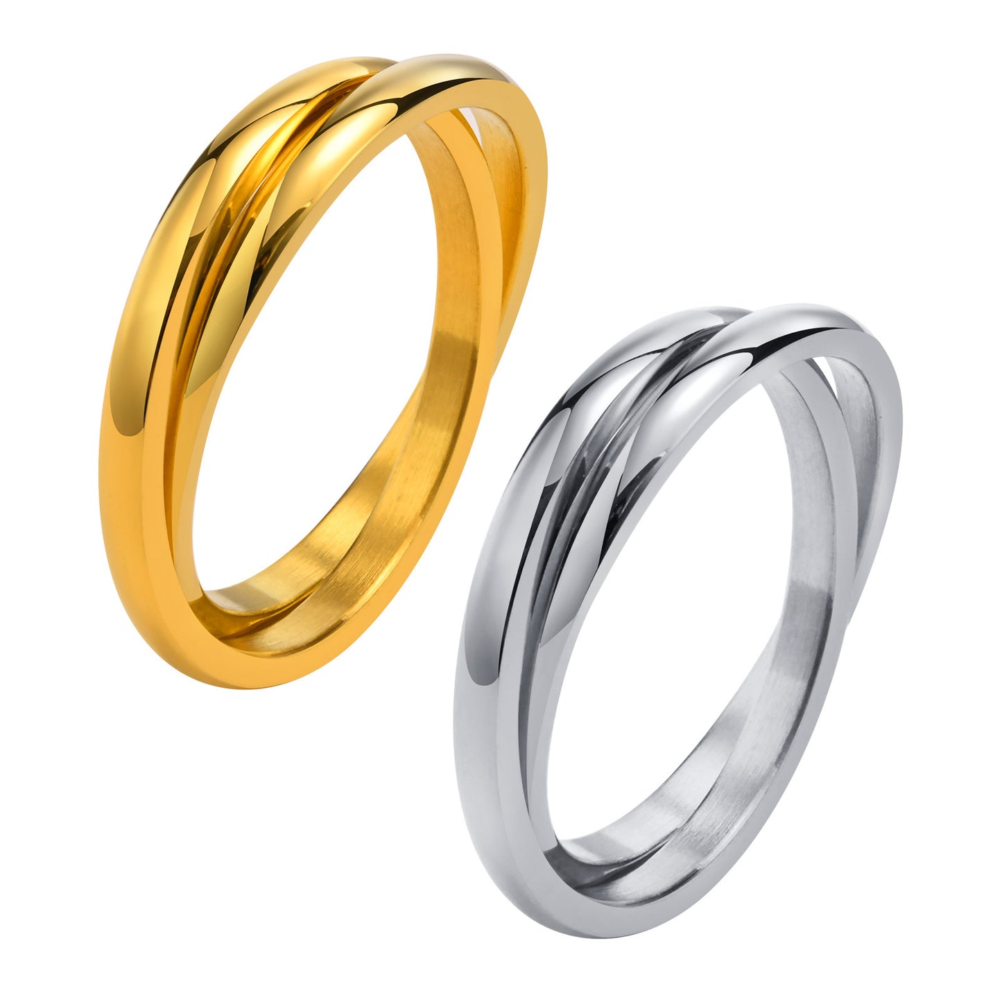 Women's Titanium Steel Double Gold Simple Autumn Ring