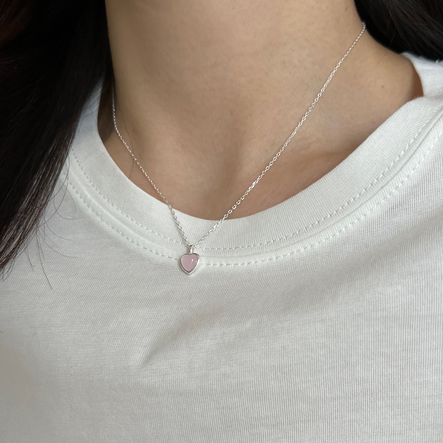 Colliers en argent Sterling rose, amour, cœur de pêche, doux