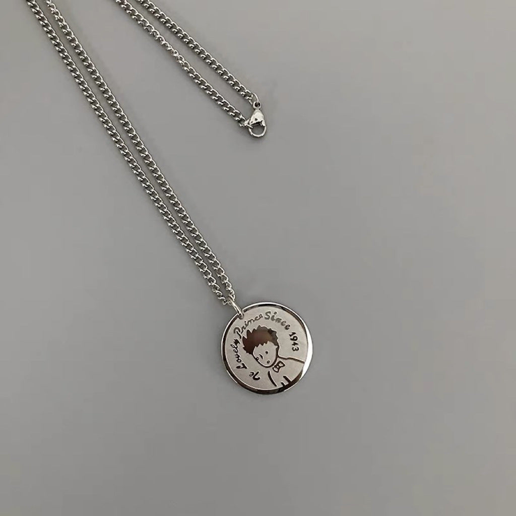 Colliers masculins d'ornement de petit Prince en acier titane