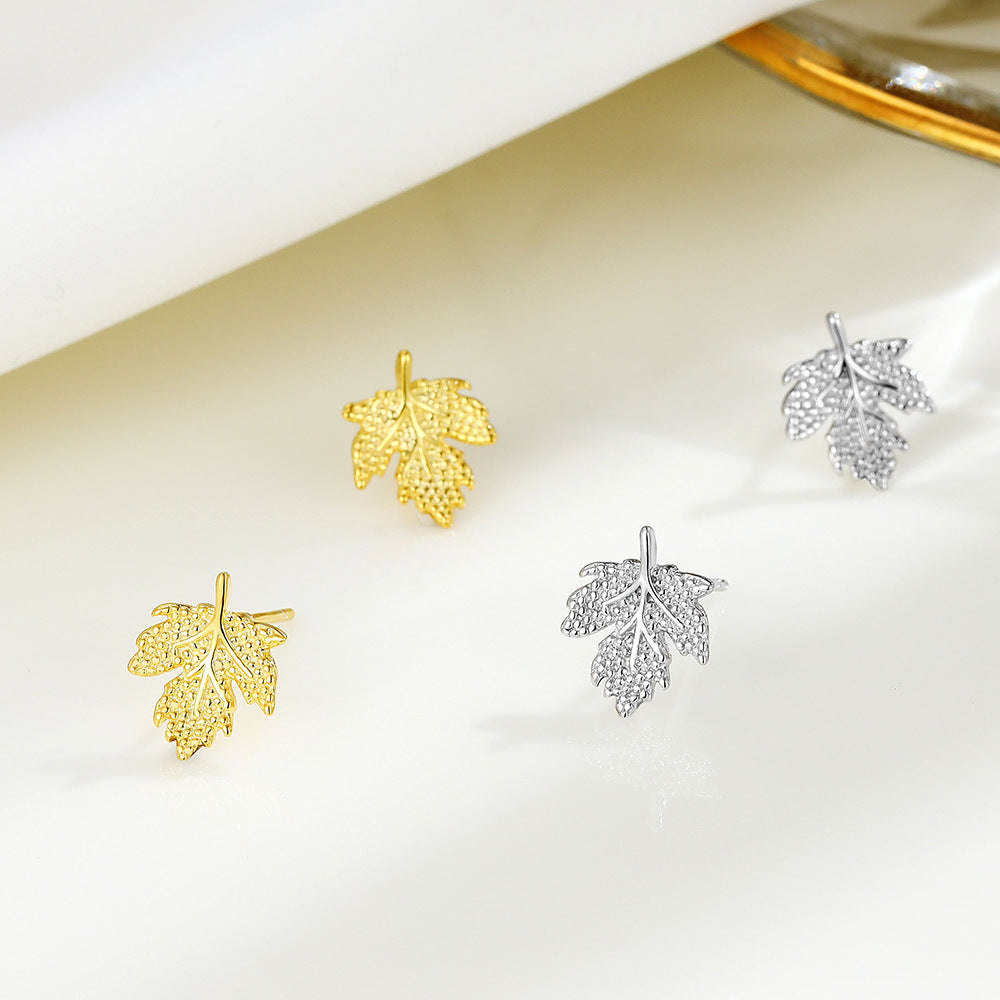 Women's Sterling Sier Maple Leaf Korean Style Unique Earrings