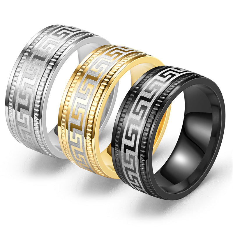 Men's Titanium Steel Retro Fashion Lace Couple Rings