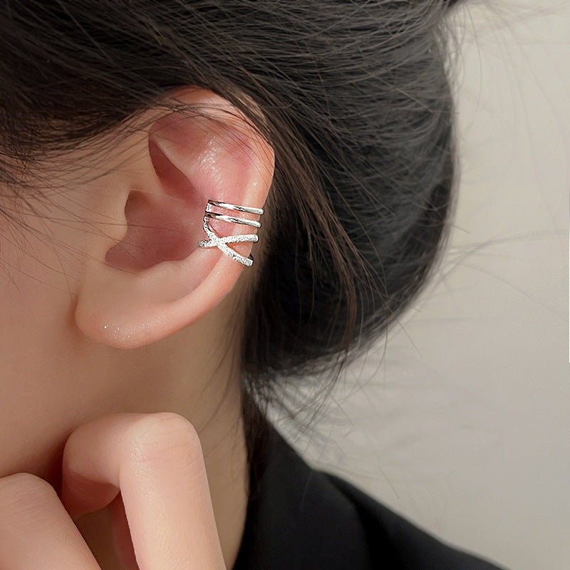 Flash Sand Cross Temperament Korean Style Sweet Cool Fashion Creative Ear Clip