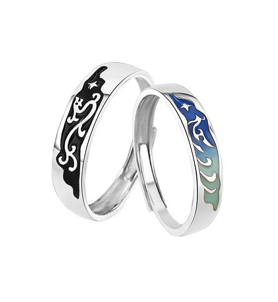 Pure Silber Paar National Fashion Sterling Ringe