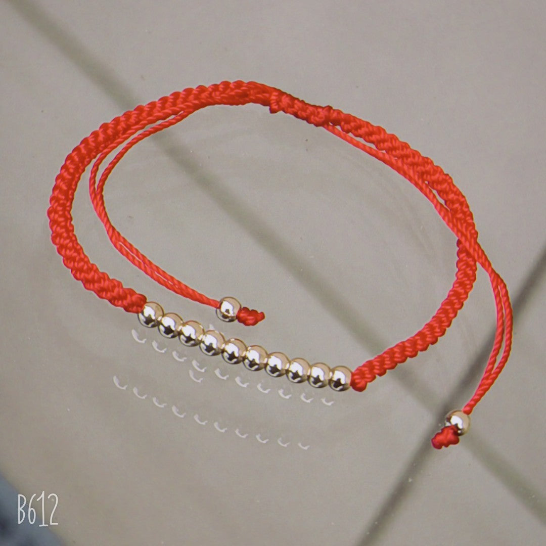 Fußkettchen aus rotem Seil aus Kristalljade, zwei Armbänder