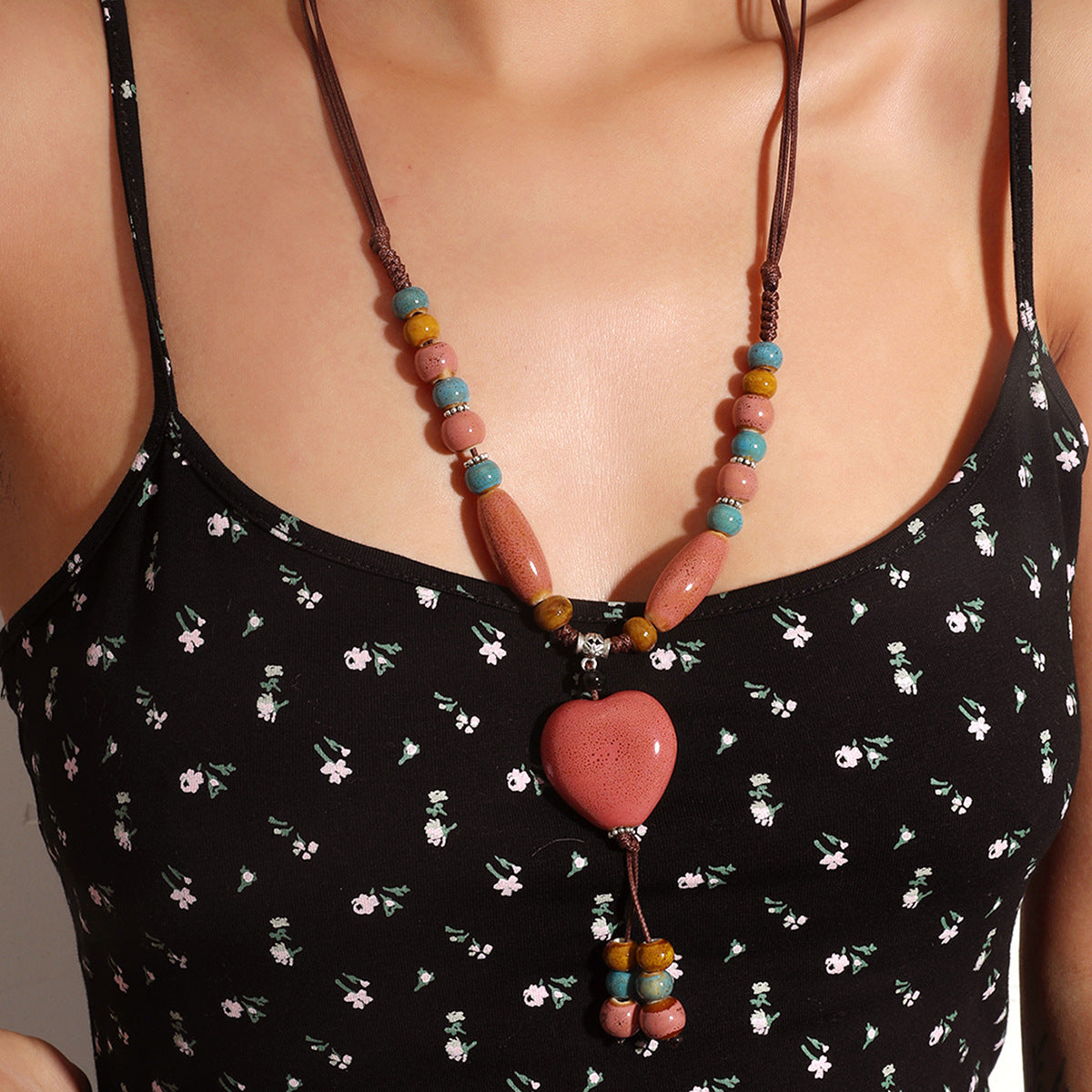 Fashion Beaded Ceramic Beads Bohemian Gravel Color Necklaces