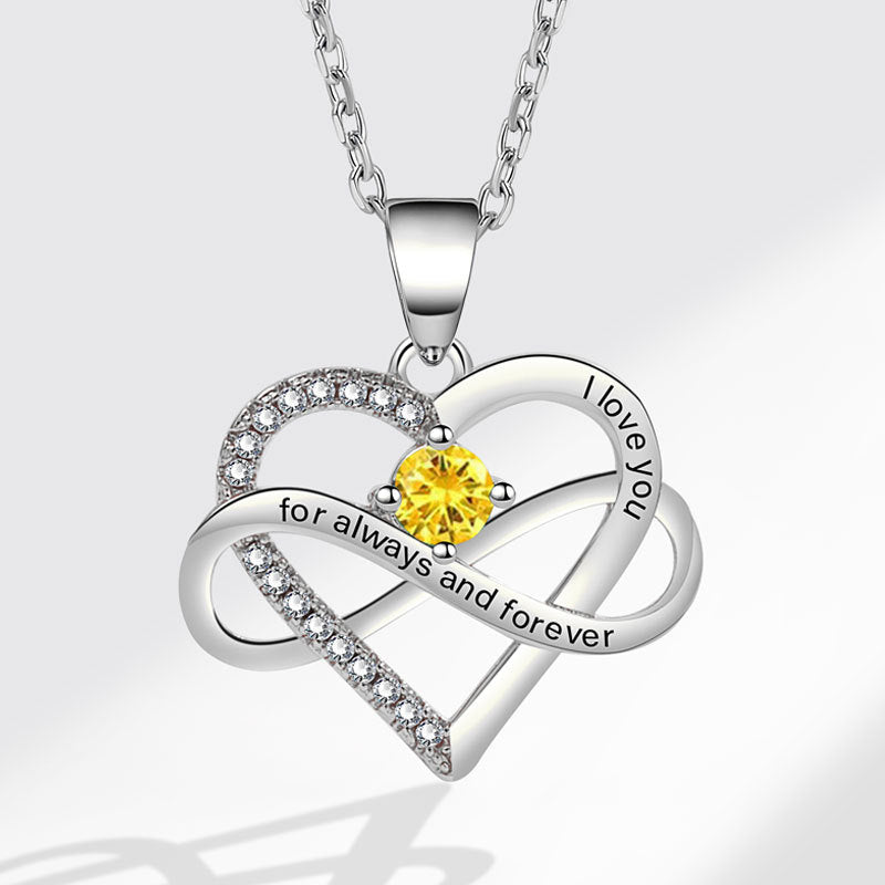 Colliers simples en forme de coeur avec micro incrustation de mode lettrage