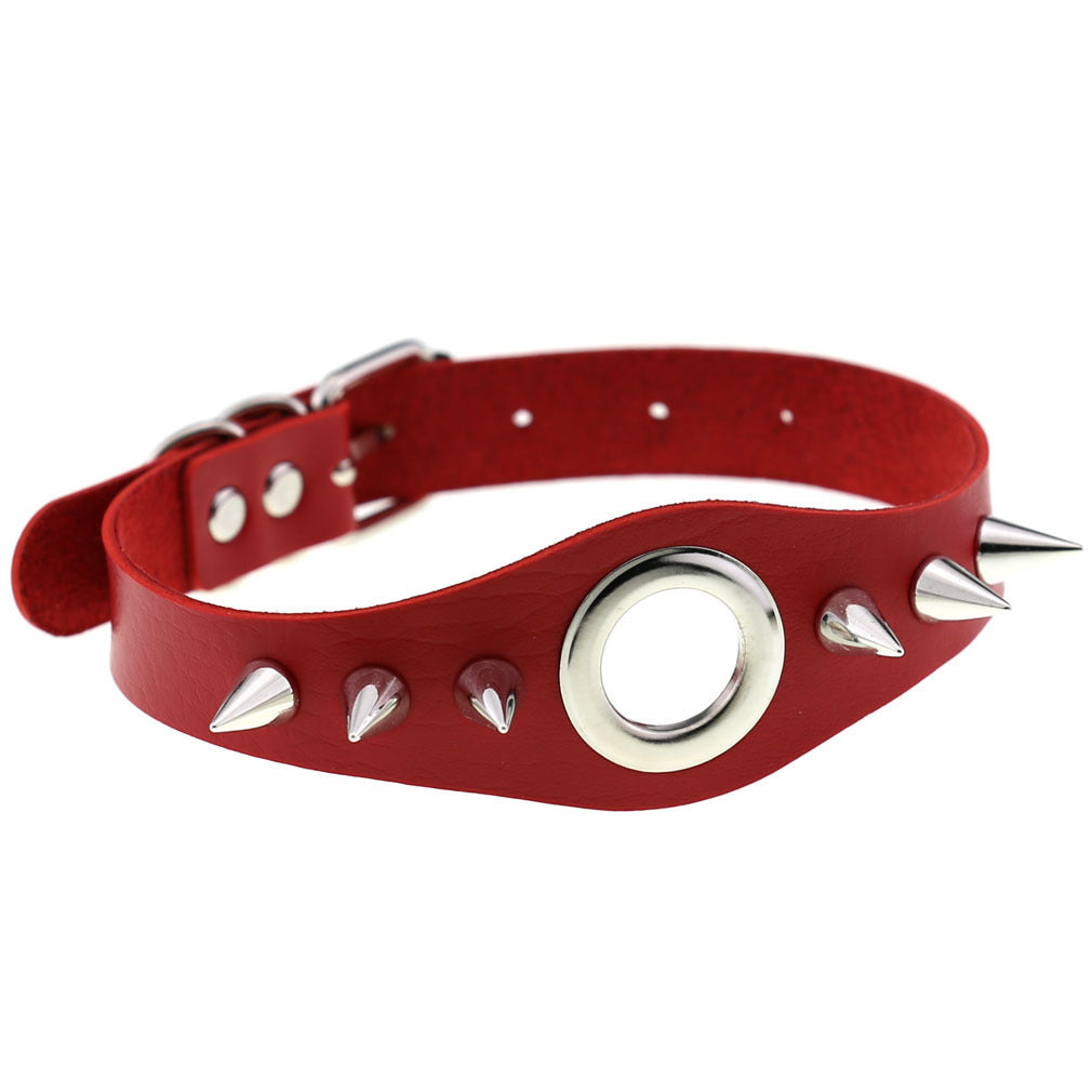 Punk Goth Leather Rivet Pointed Nail Personality Necklaces