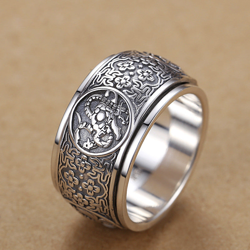 Men's Domineering Sterling Sier Pure Personality Trendy Retro Rings