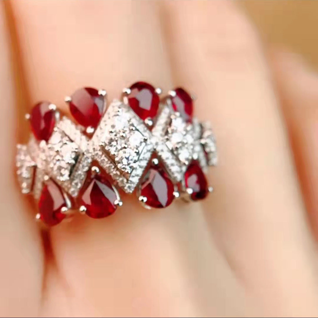 Simulation Ruby Banquet Wedding Cocktail Ball Rings