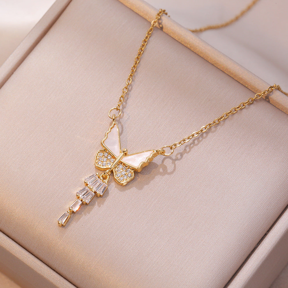 Inlaid Zircon Temperament Clavicle Chain Niche Necklaces