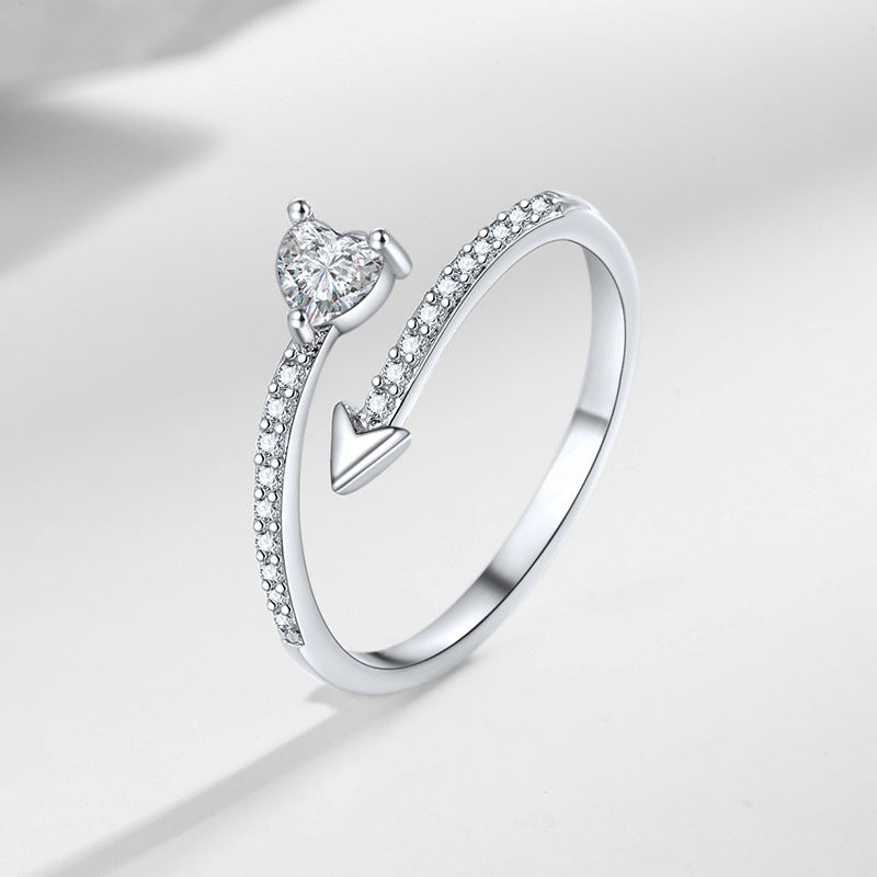 Heart Trendy Zircon Heart-piercing Couple Special Interest Light Luxury Advanced Ring