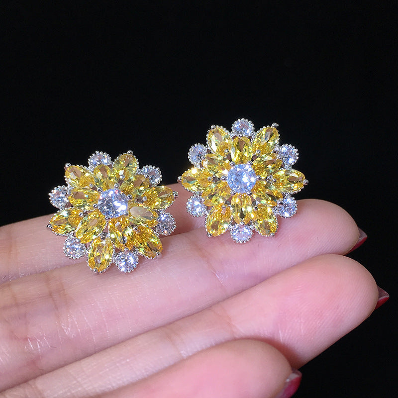 Women's Super Shiny Rhinestone Zircon Flower For Earrings