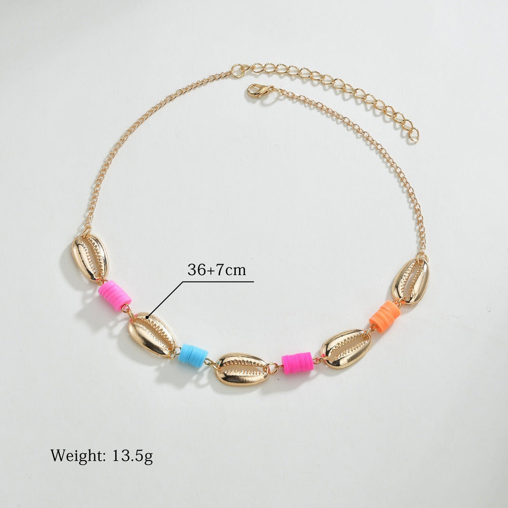 Women's Bohemian Alloy Shell Fashion Polymer Clay Clavicle Necklaces
