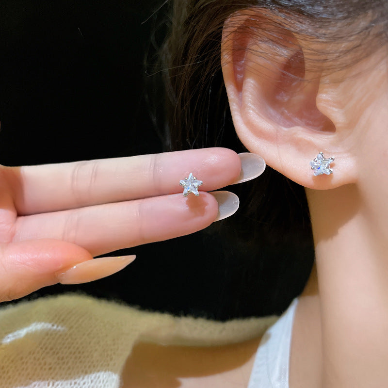 Pentagram Zircon Female Light Luxury Minority High-grade Earrings