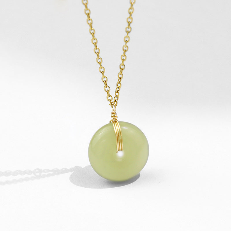 Women's Luxury Minority Jade Ornament Longevity Lock Necklaces