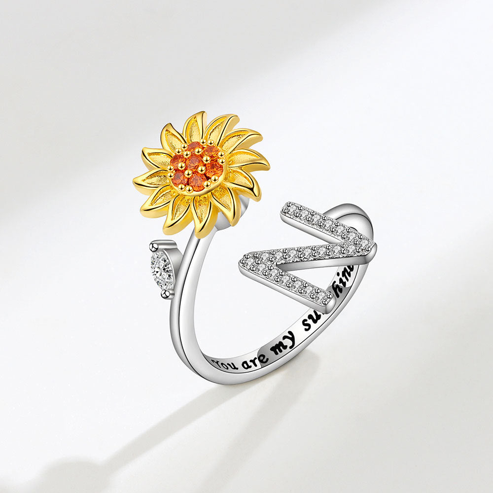 Sunflower Spinning Adjustable Letter Rotating Decompression Rings
