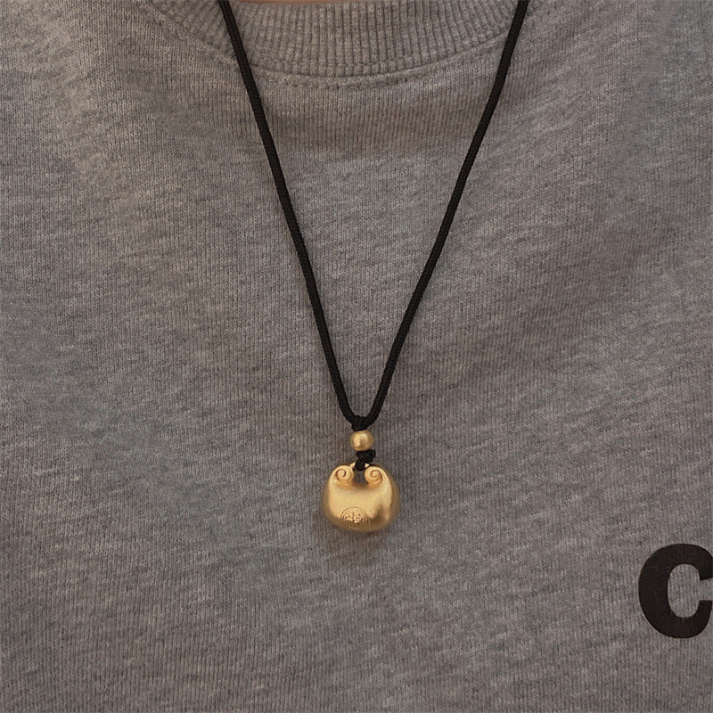 Colliers avec pendentif porte-bonheur de Style chinois, haricots dorés, longue durée de vie