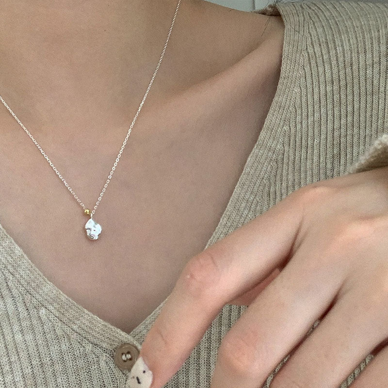 Sterling Sier Simple Niche Couleur Assortie Bonnet Femelle Clavicule Colliers